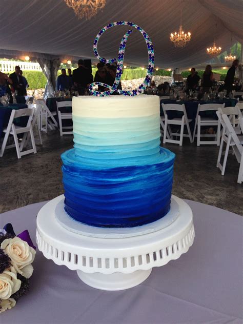 modern blue two tier cake.